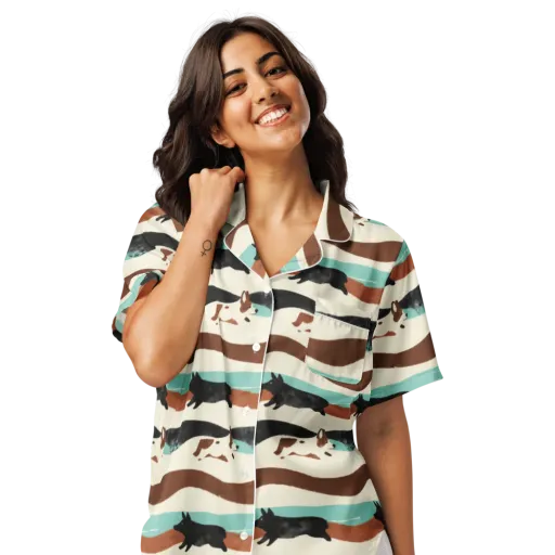 Canine Current on a Women's Short Sleeve Pajama Top