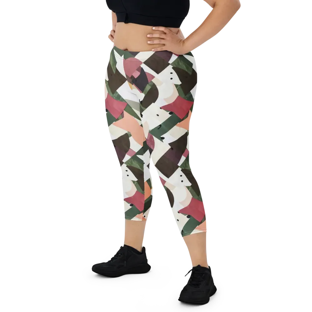Patchwork Menagerie on Capri Leggings — Front
