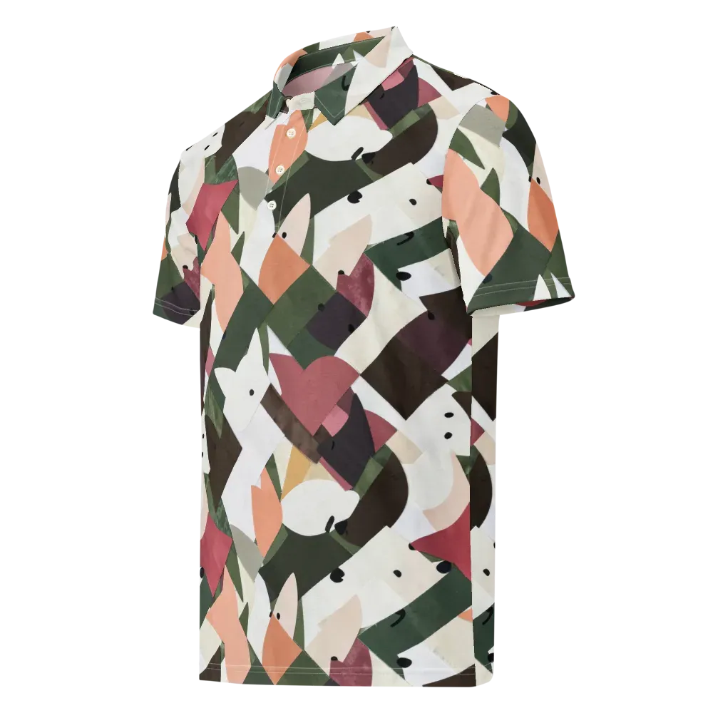 Patchwork Menagerie on Men's Slim Fit Polo Shirt — Left Front