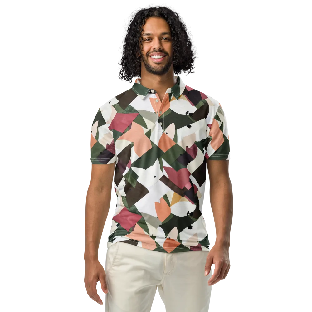 Patchwork Menagerie on Men's Slim Fit Polo Shirt — Front