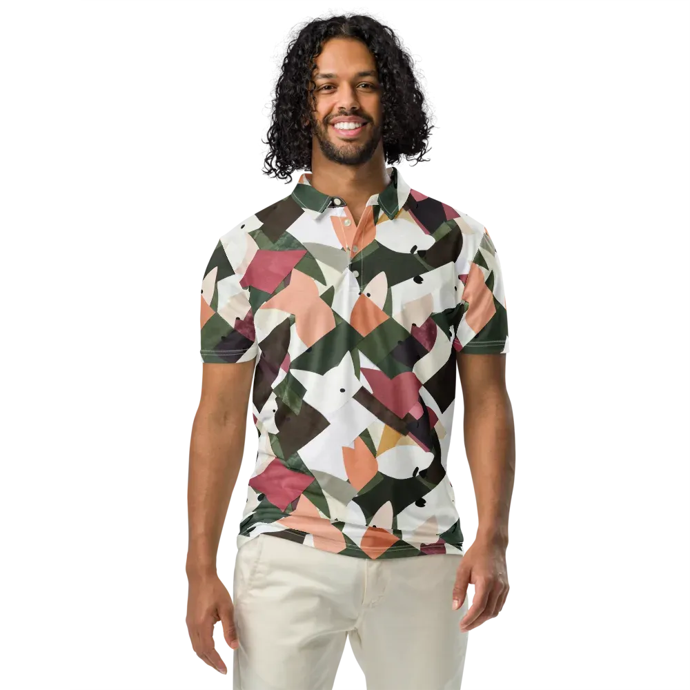 Patchwork Menagerie on Men's Slim Fit Polo Shirt — Front