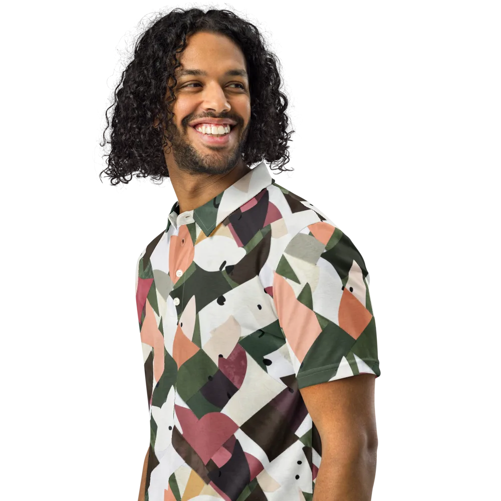 Patchwork Menagerie on Men's Slim Fit Polo Shirt — Left Front