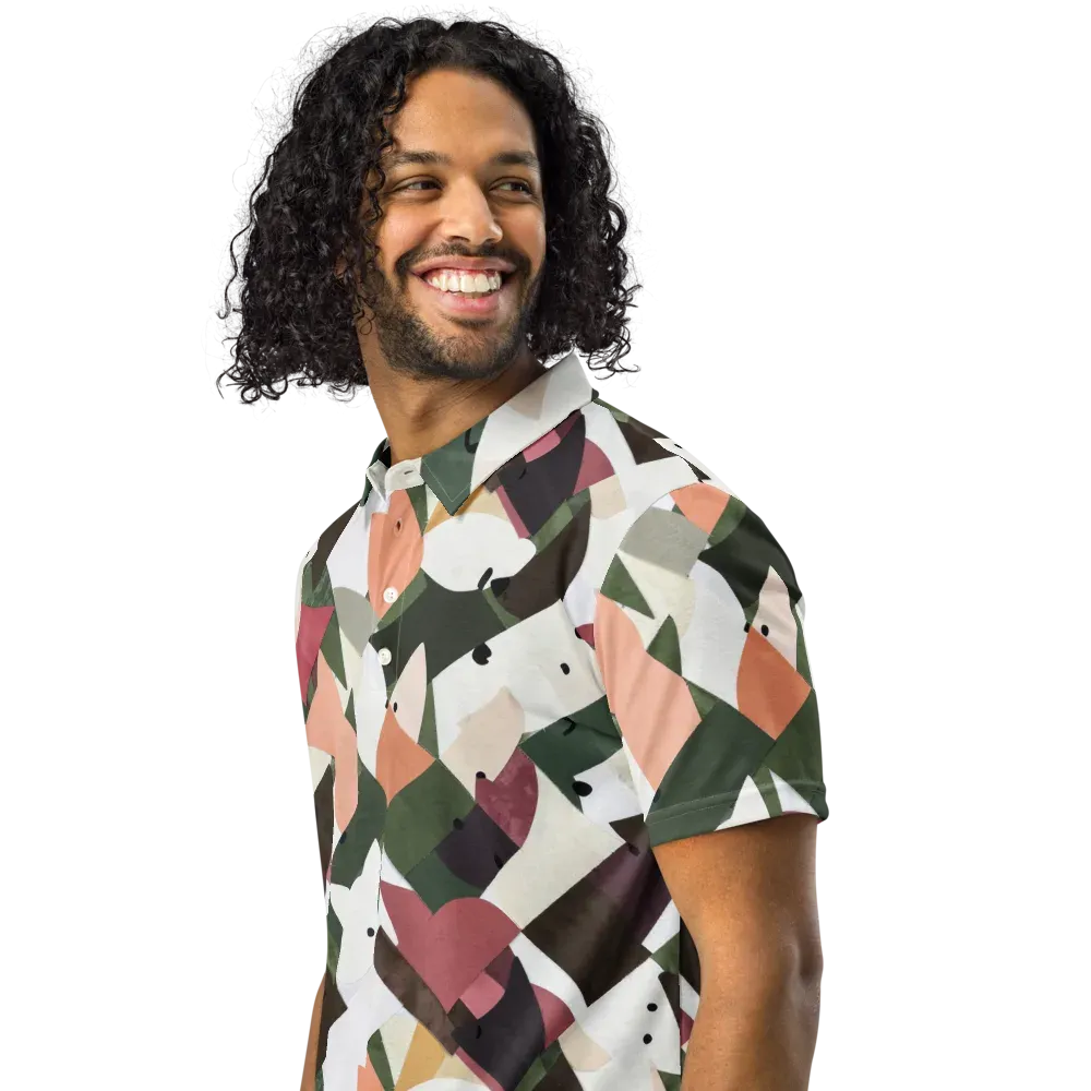 Patchwork Menagerie on Men's Slim Fit Polo Shirt — Left Front