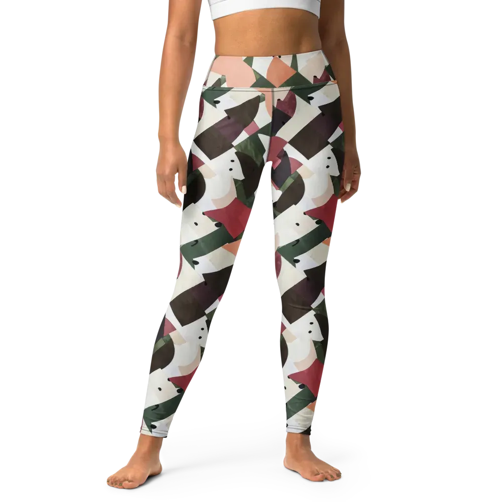 Patchwork Menagerie on Yoga Leggings — Front