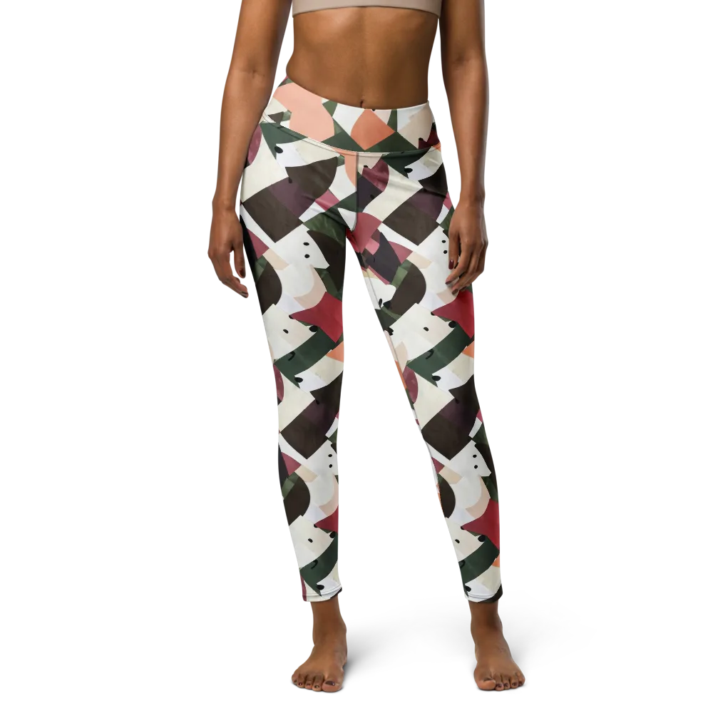Patchwork Menagerie on Yoga Leggings — Front