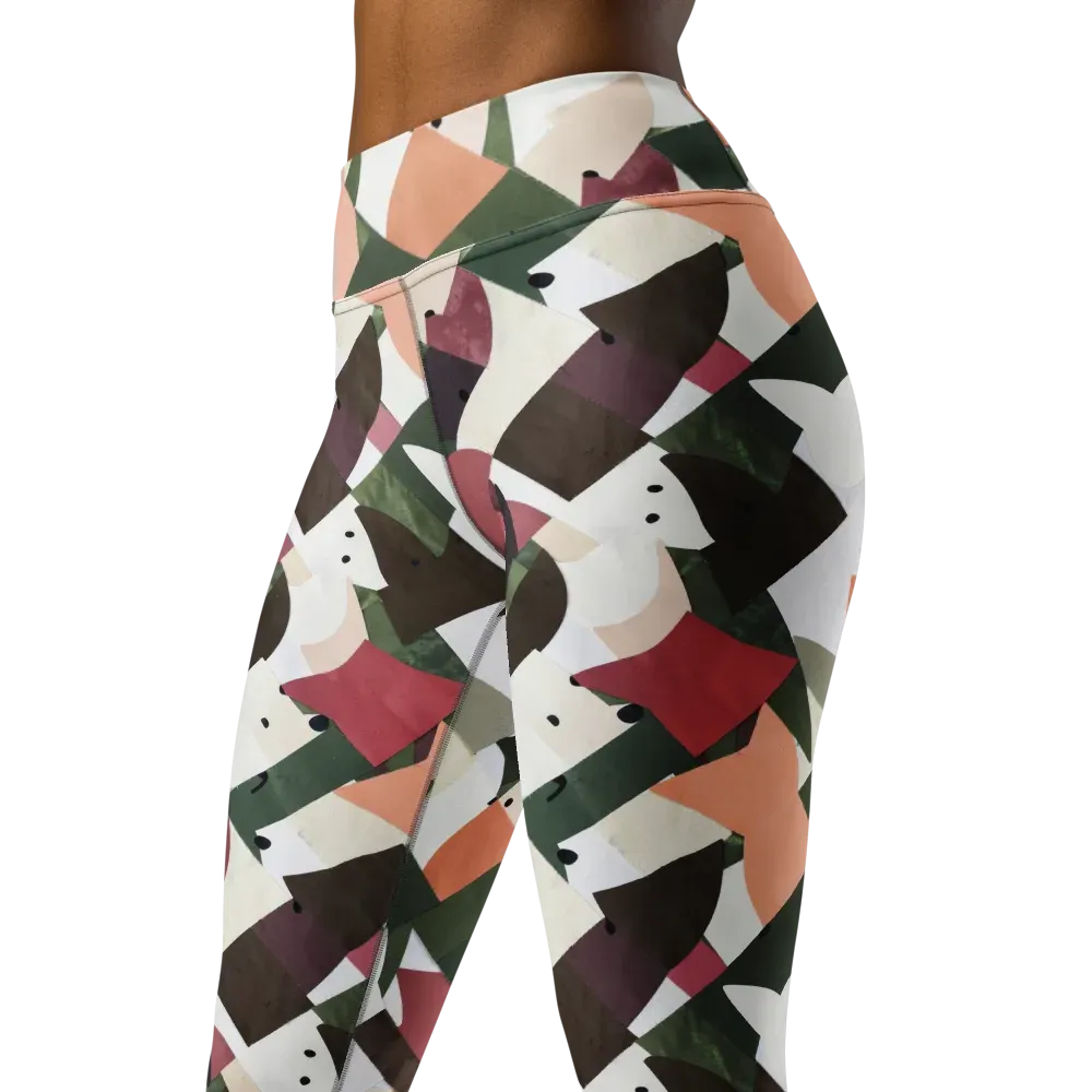 Patchwork Menagerie on Yoga Leggings — Left Front