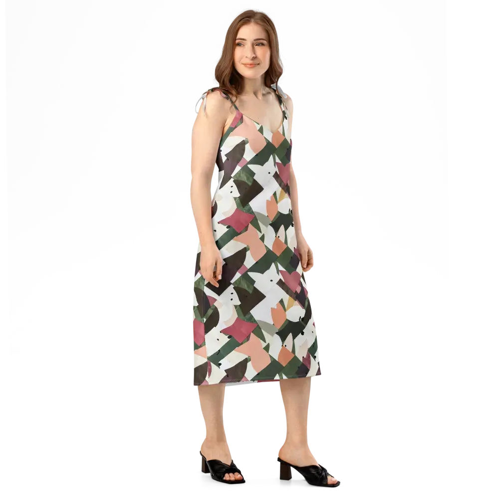 Patchwork Menagerie on Slip Dress — Right Front