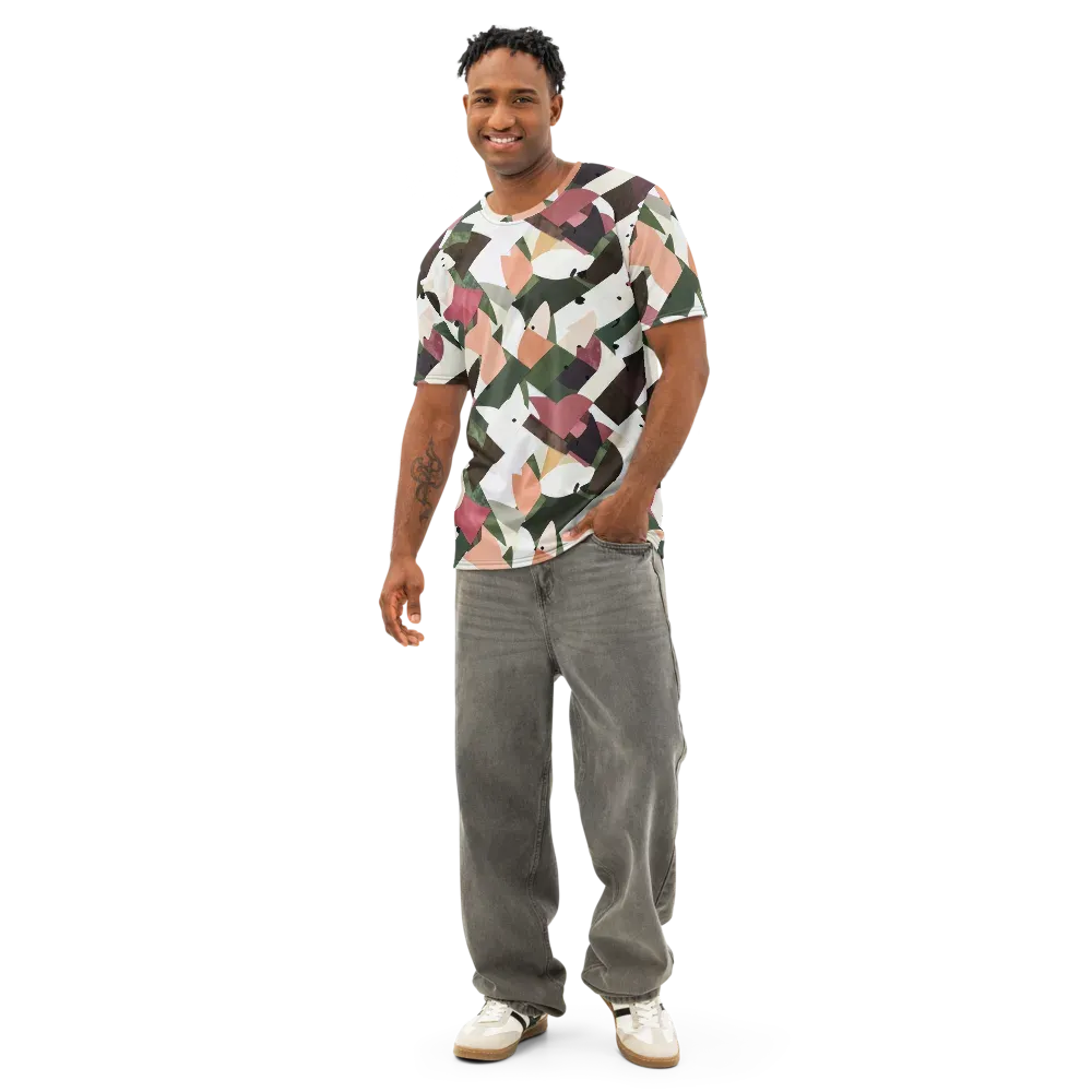 Patchwork Menagerie on Men's Cotton Crew Neck T-Shirt — Front