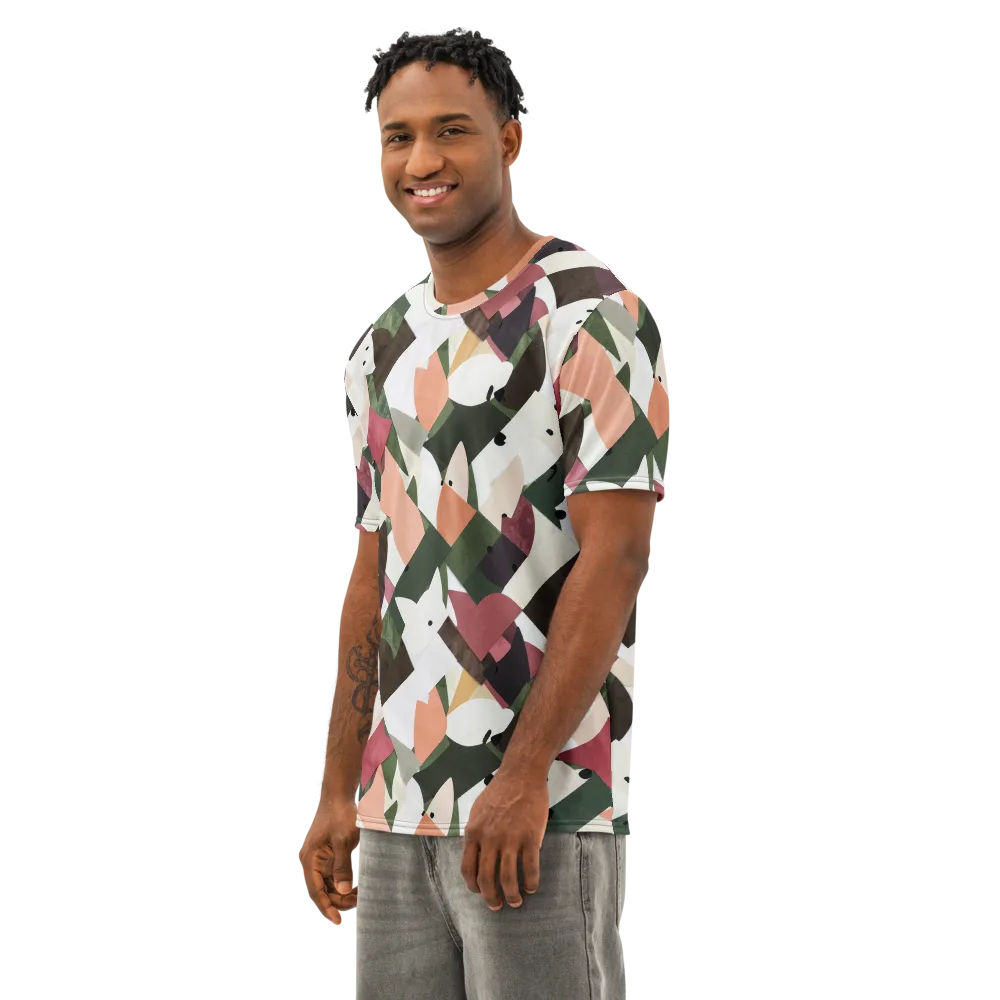 Patchwork Menagerie on Men's Cotton Crew Neck T-Shirt — Left Front
