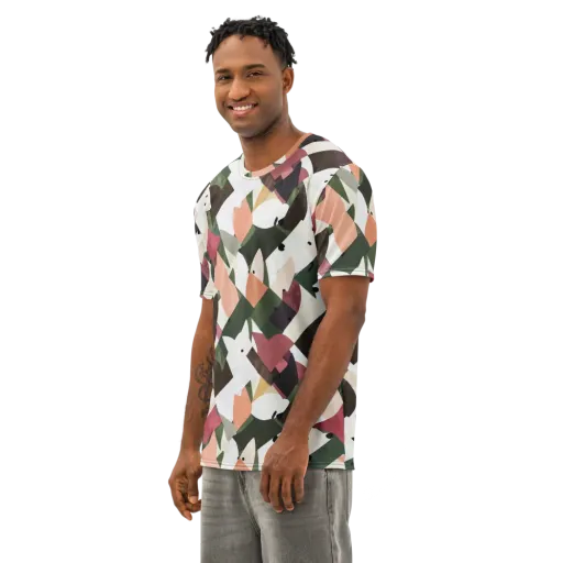 Patchwork Menagerie on a Men's Cotton Crew Neck T-Shirt