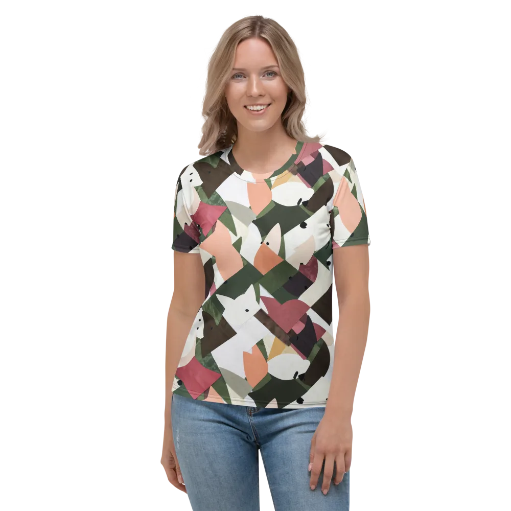 Patchwork Menagerie on Women's Crew Neck T-Shirt — Front