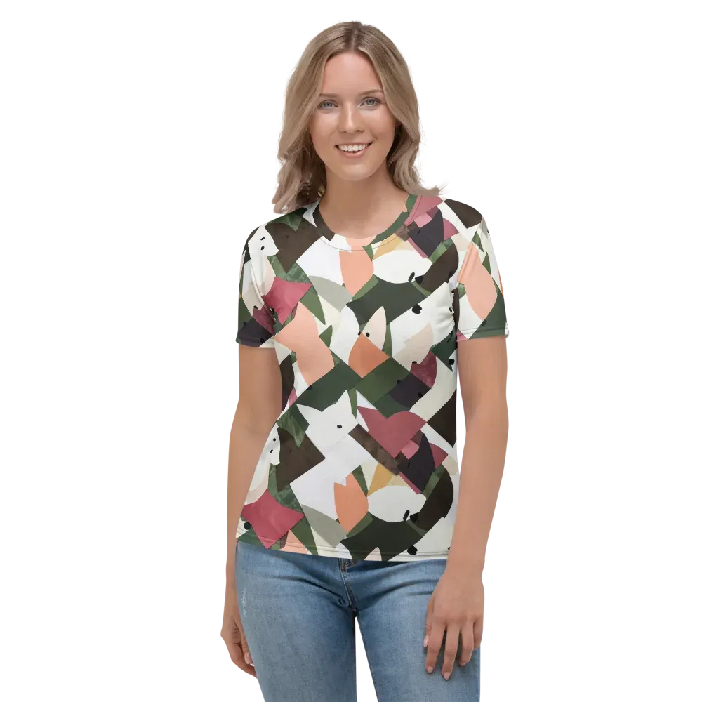 Patchwork Menagerie on Women's Crew Neck T-Shirt — Front