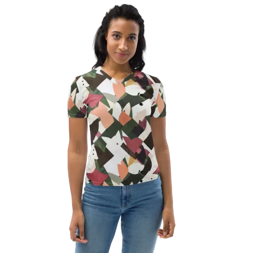 Patchwork Menagerie on a Women's Crew Neck T-Shirt