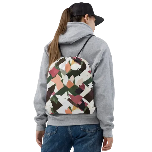 Patchwork Menagerie on a Drawstring Bag