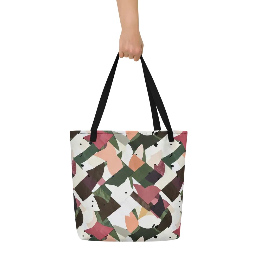Patchwork Menagerie on Large Tote Bag W/ Pocket — Front
