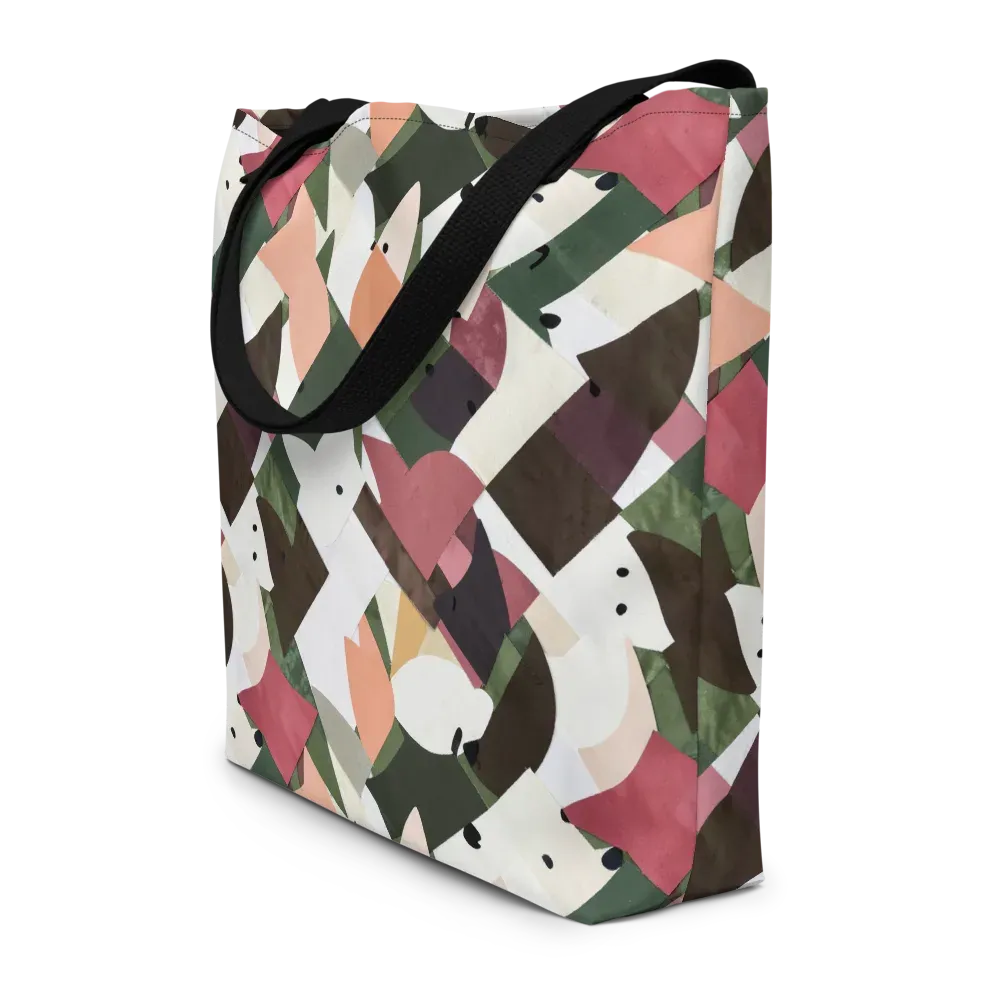 Patchwork Menagerie on Large Tote Bag W/ Pocket — Front