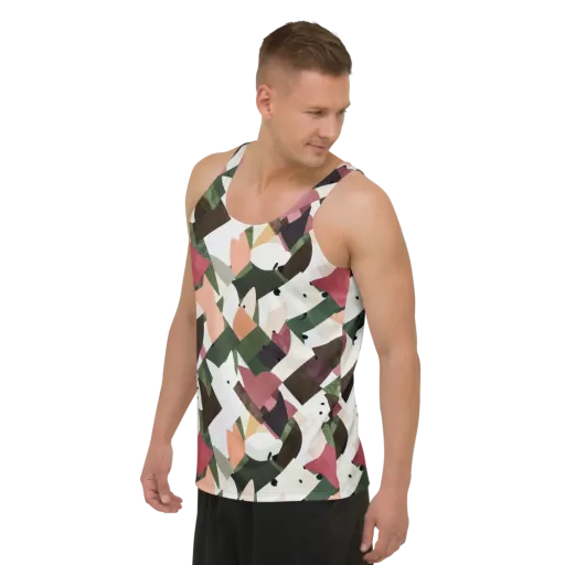 Patchwork Menagerie on a Men's Tank Top