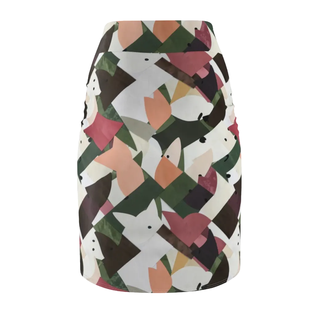 Patchwork Menagerie on Pencil Skirt — Back