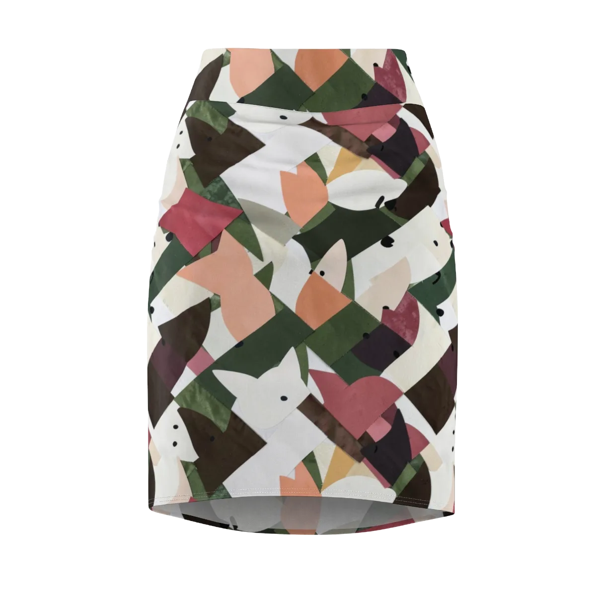 Patchwork Menagerie on Pencil Skirt — Front