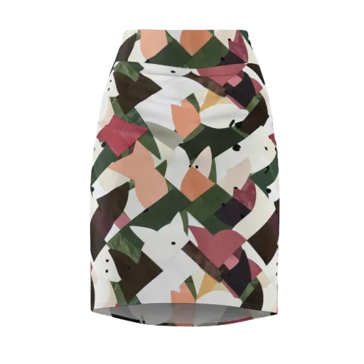 Patchwork Menagerie on a Pencil Skirt