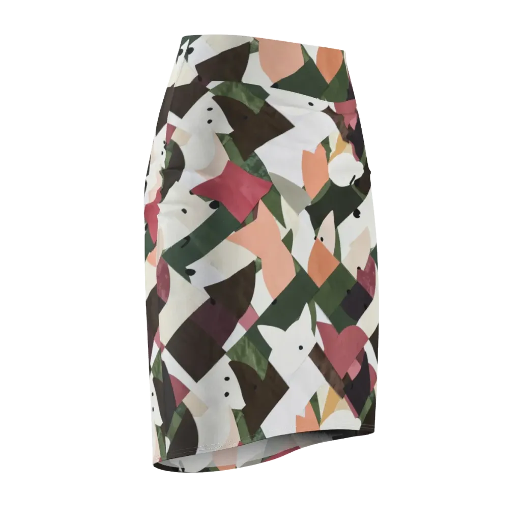 Patchwork Menagerie on Pencil Skirt — Front Side