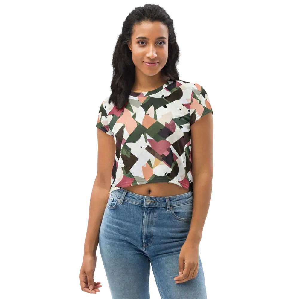 Patchwork Menagerie on Crop Tee — Front