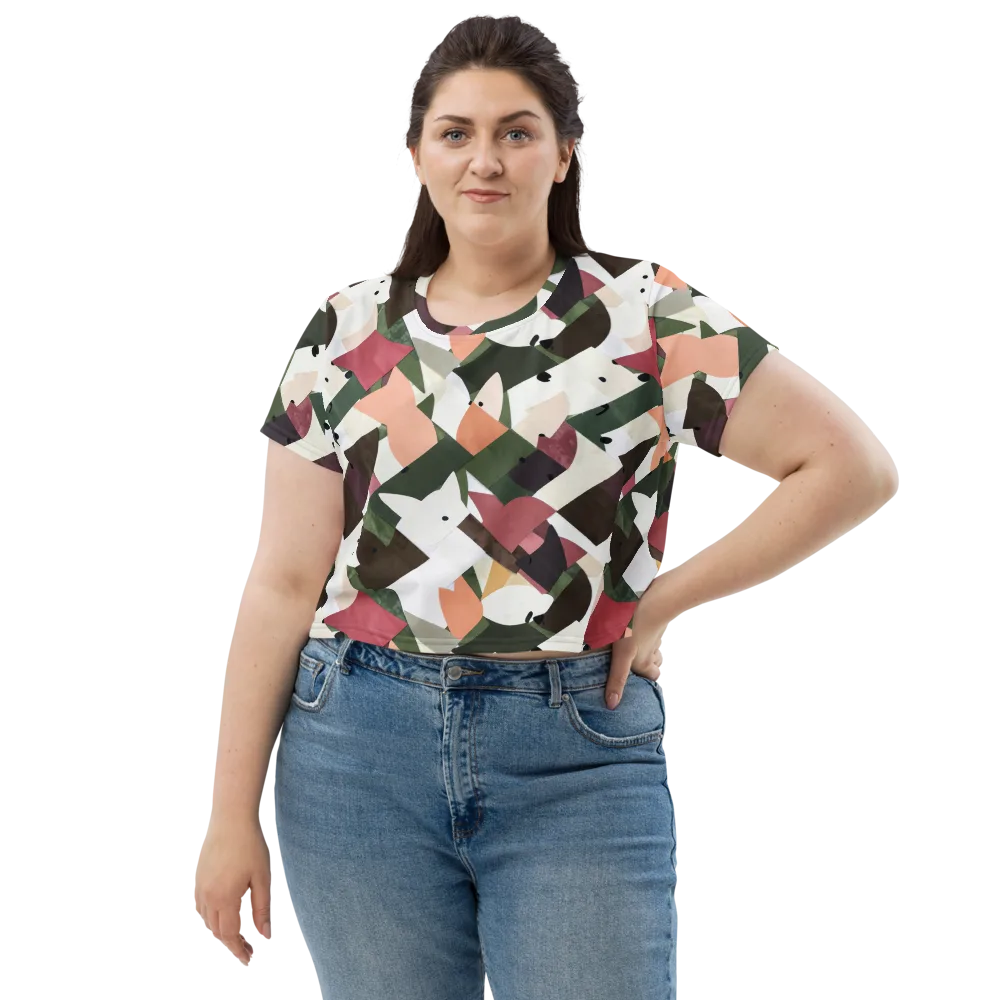 Patchwork Menagerie on Crop Tee — Front
