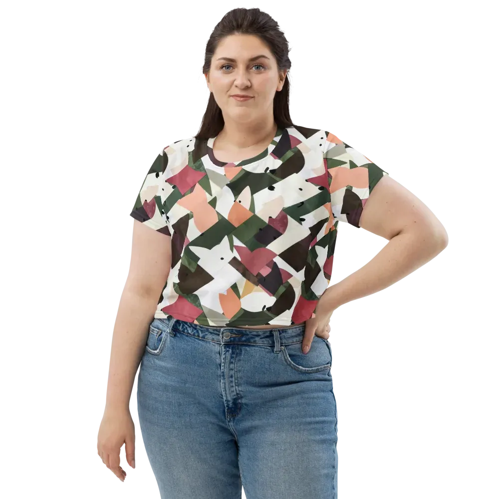 Patchwork Menagerie on Crop Tee — Front