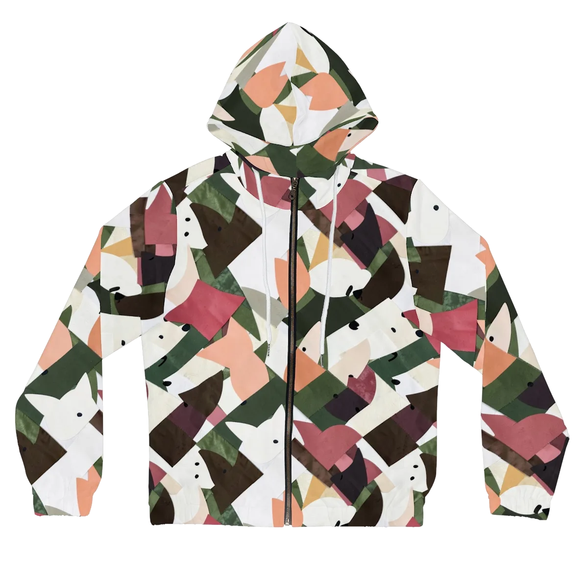 Patchwork Menagerie on Women's Full-Zip Hoodie — Front
