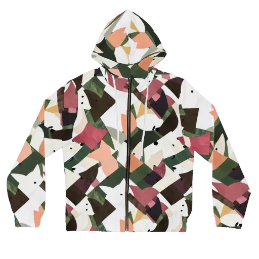 Patchwork Menagerie on a Women's Full-Zip Hoodie