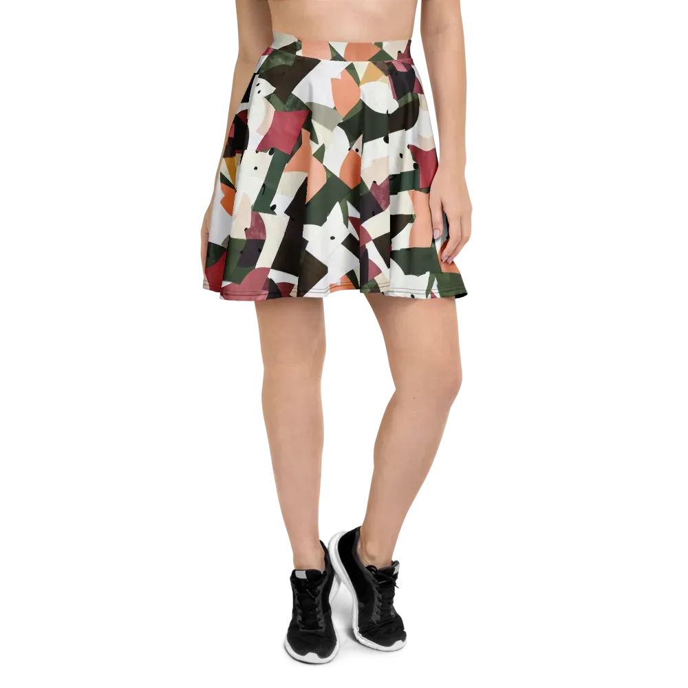 Patchwork Menagerie on Skater Skirt — Front