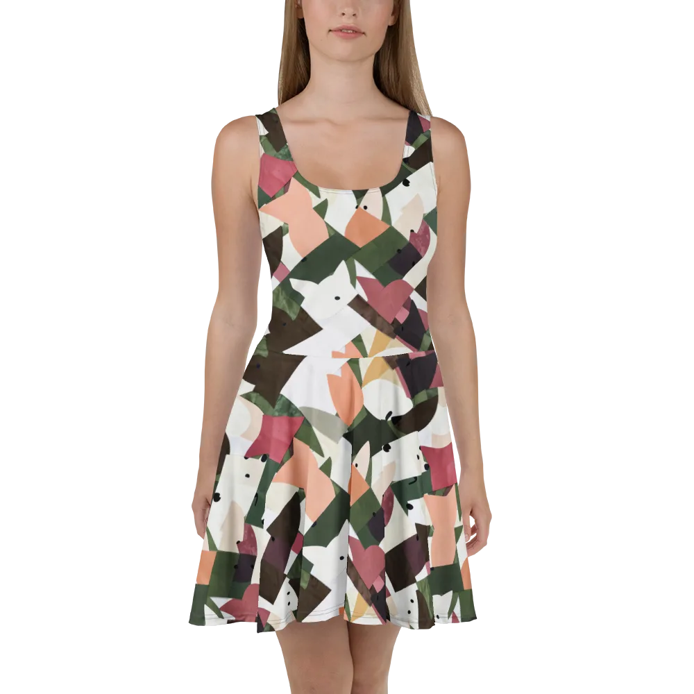 Patchwork Menagerie on Skater Dress — Front