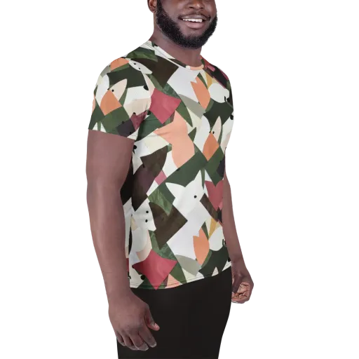 Patchwork Menagerie on a Men's Athletic T-Shirt