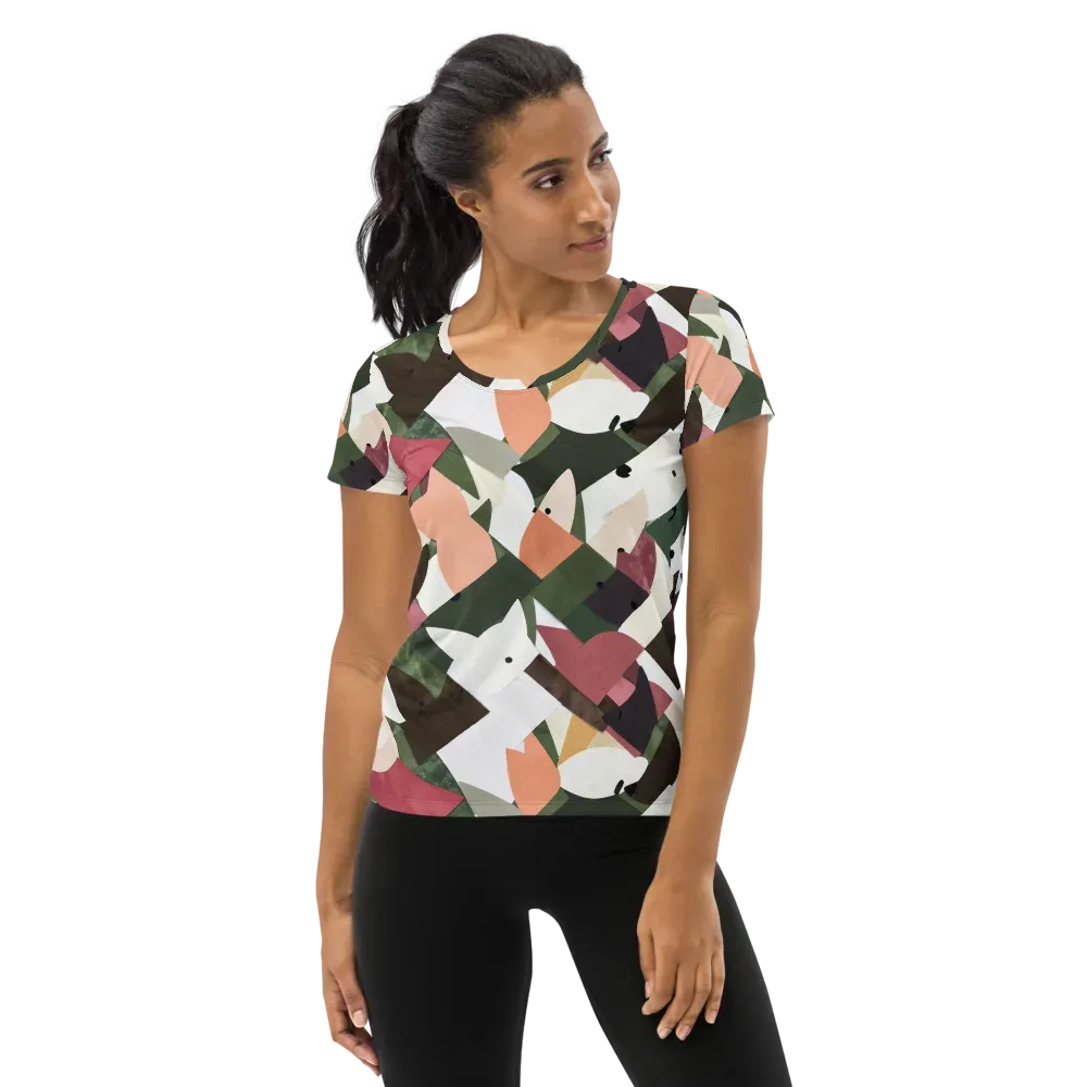 Patchwork Menagerie on Women's Athletic T-Shirt — Front