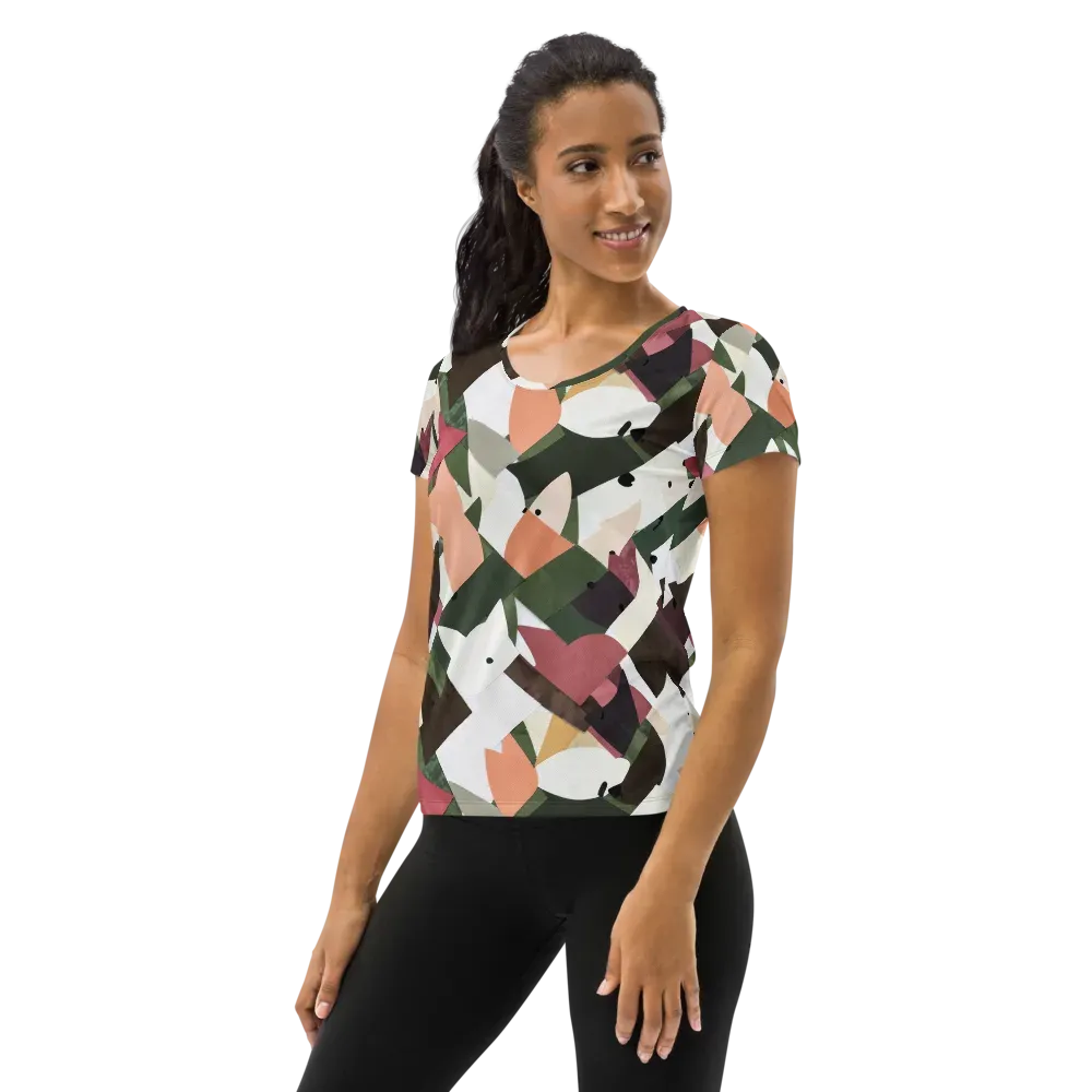Patchwork Menagerie on Women's Athletic T-Shirt — Left