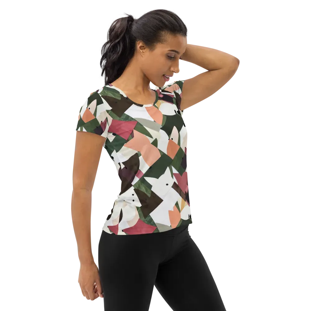 Patchwork Menagerie on Women's Athletic T-Shirt — Right