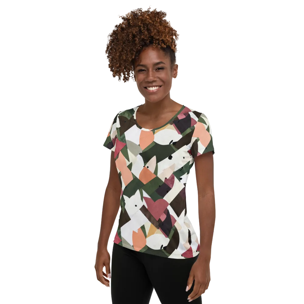 Patchwork Menagerie on Women's Athletic T-Shirt — Left