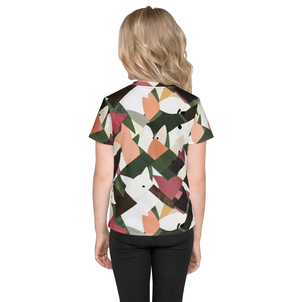 Patchwork Menagerie on Kids Crew Neck T-Shirt — Back