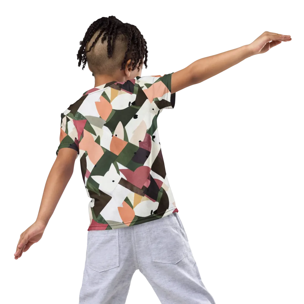 Patchwork Menagerie on Kids Crew Neck T-Shirt — Back