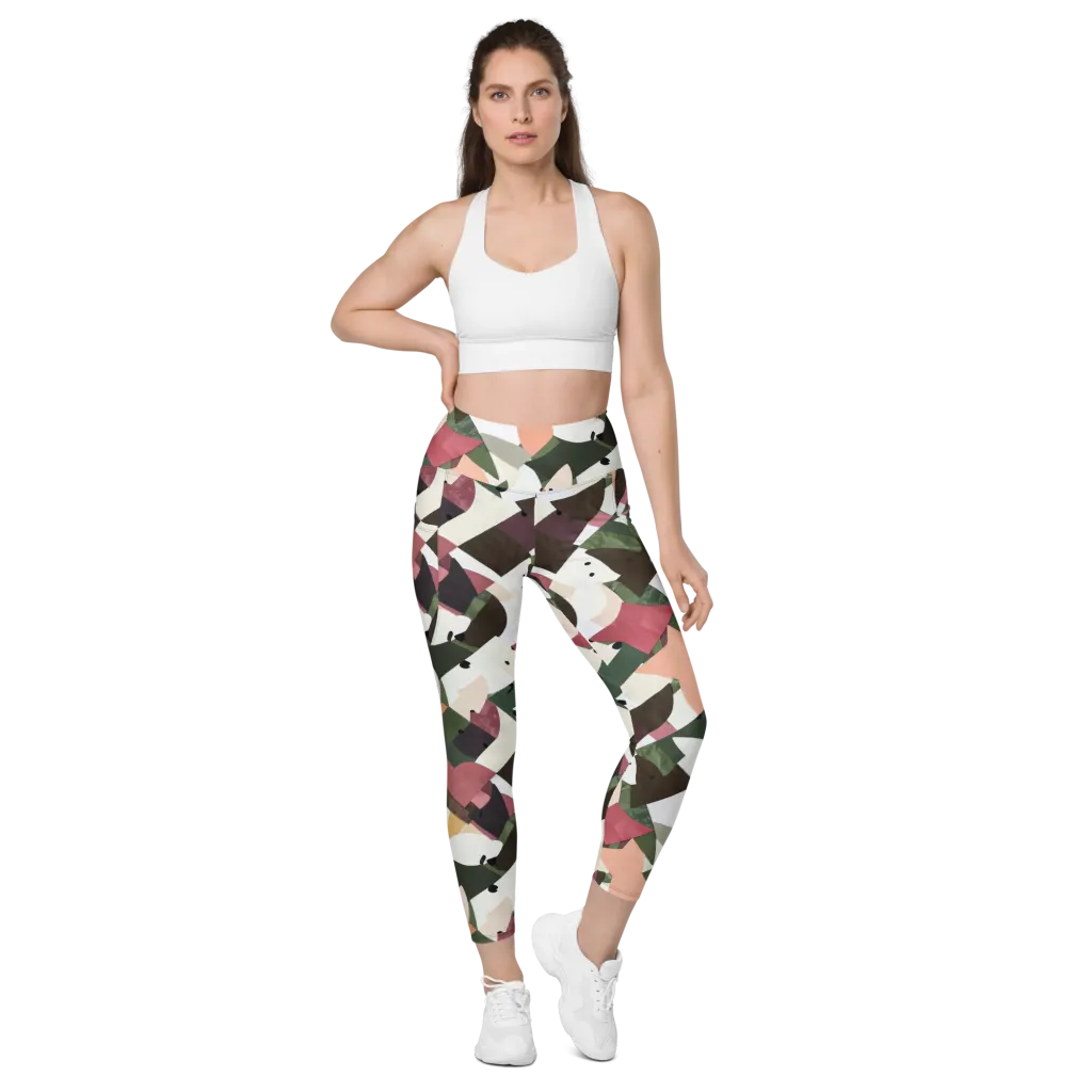 Patchwork Menagerie on Leggings with Pockets — Front