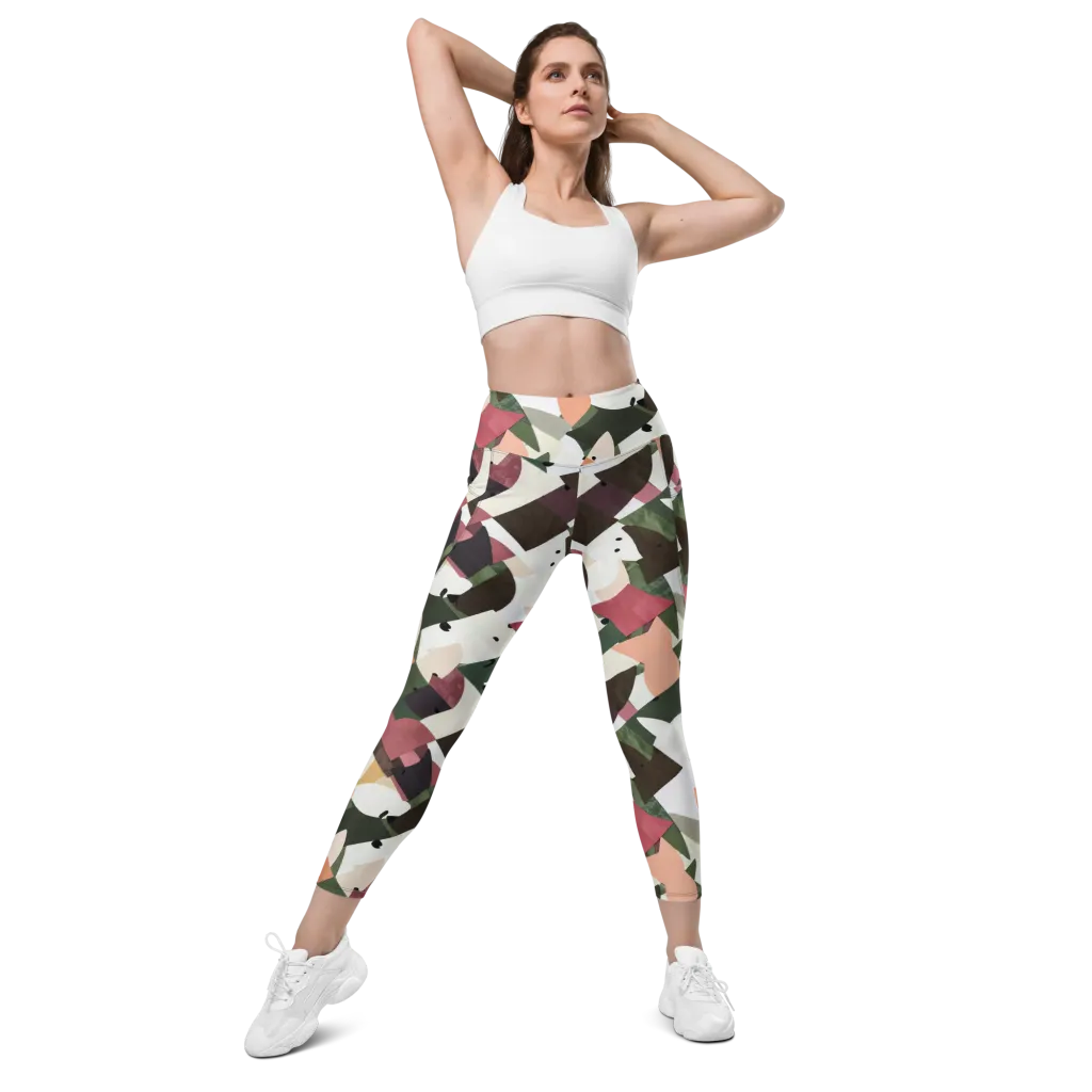 Patchwork Menagerie on Leggings with Pockets — Front