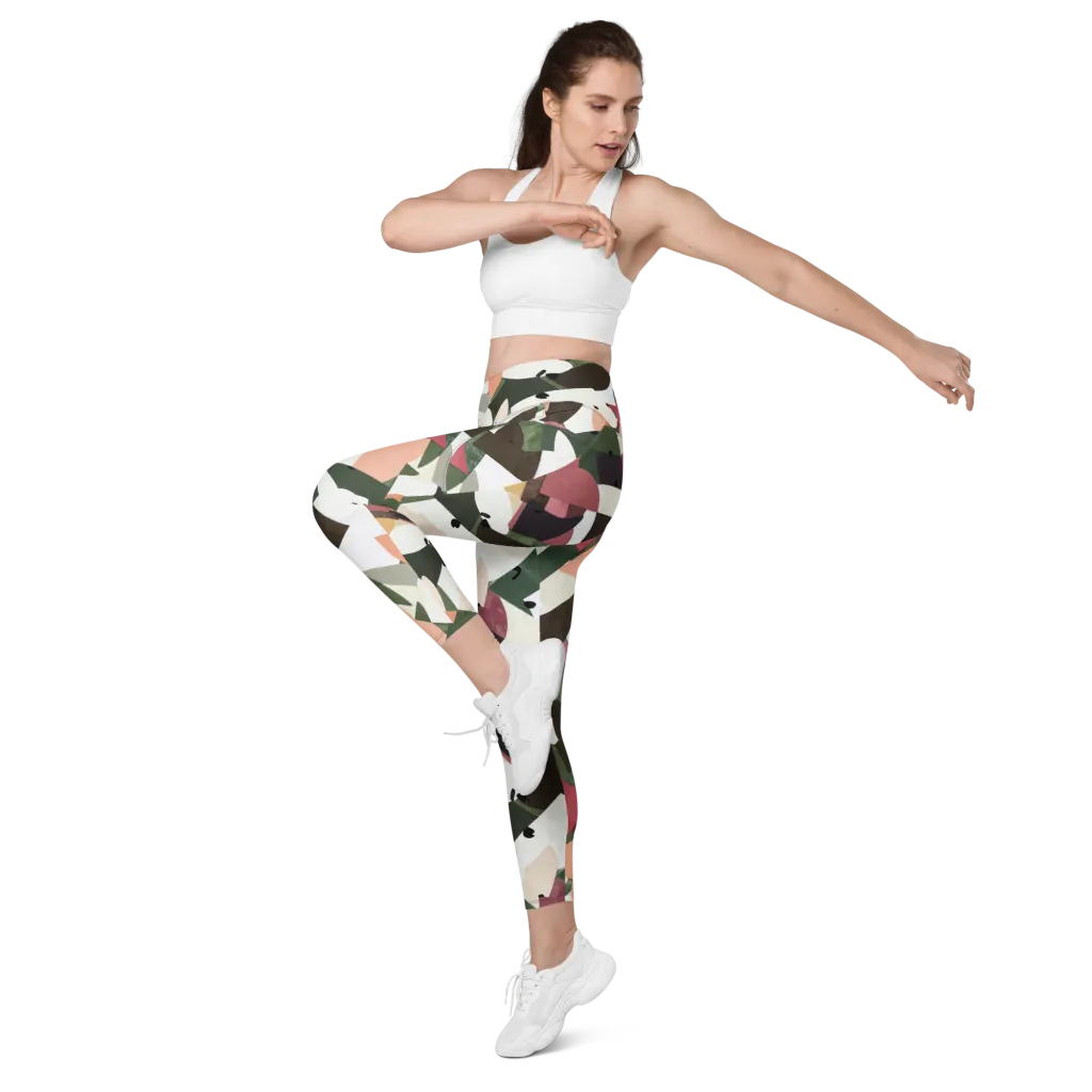 Patchwork Menagerie on Leggings with Pockets — Left Front