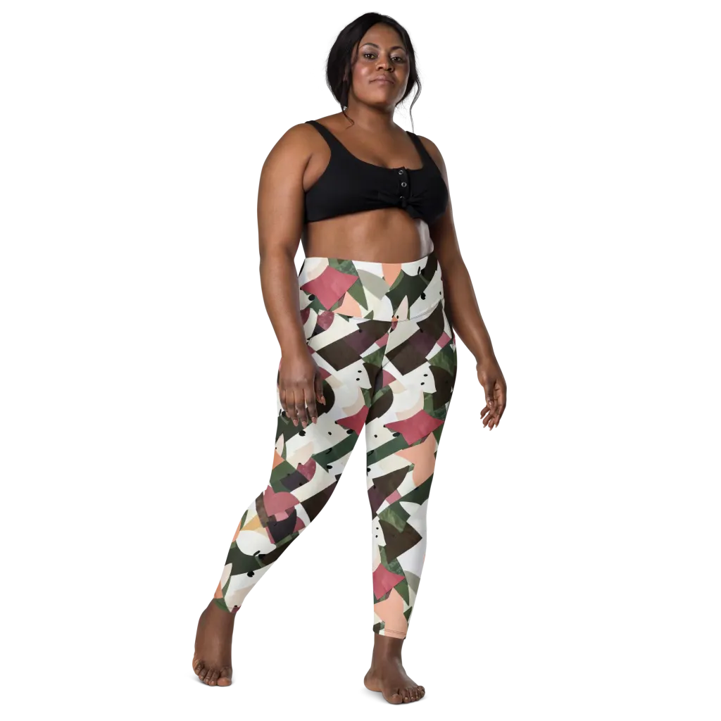 Patchwork Menagerie on Leggings with Pockets — Front