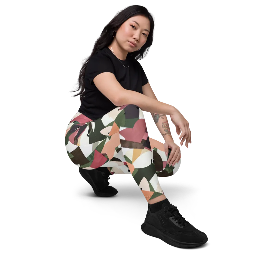 Patchwork Menagerie on Leggings with Pockets — Right Front