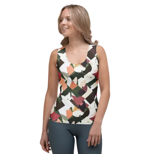 Patchwork Menagerie on a Women's Tank Top