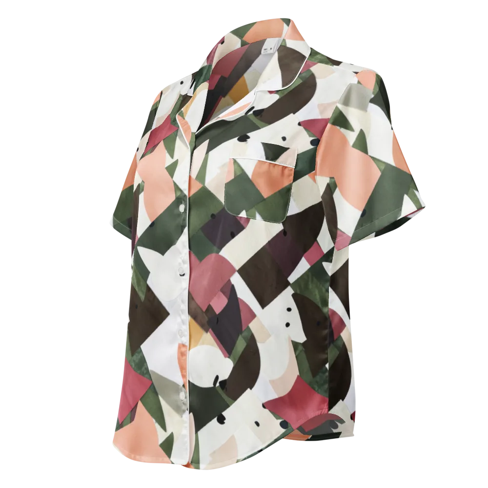Patchwork Menagerie on Women's Short Sleeve Pajama Top — Left Front