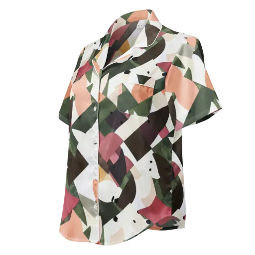 Patchwork Menagerie on a Women's Short Sleeve Pajama Top
