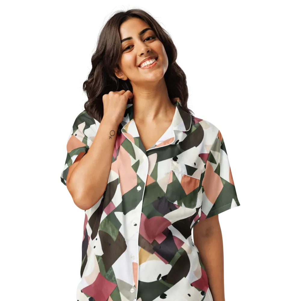 Patchwork Menagerie on Women's Short Sleeve Pajama Top — Front