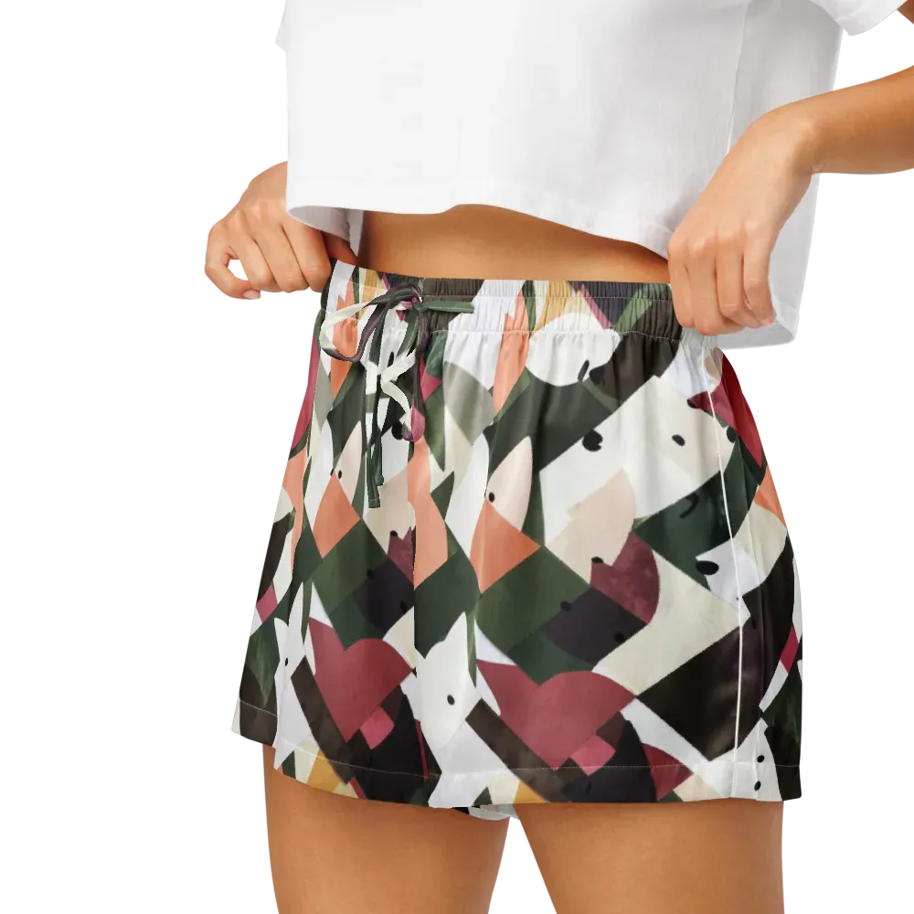 Patchwork Menagerie on Women's Pajama Shorts — Left