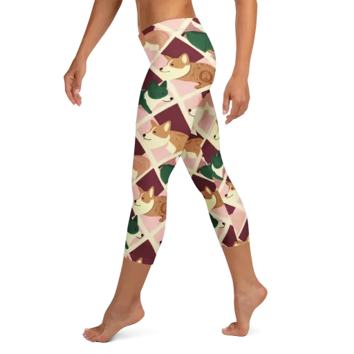 Corgi Quilt on a Capri Leggings